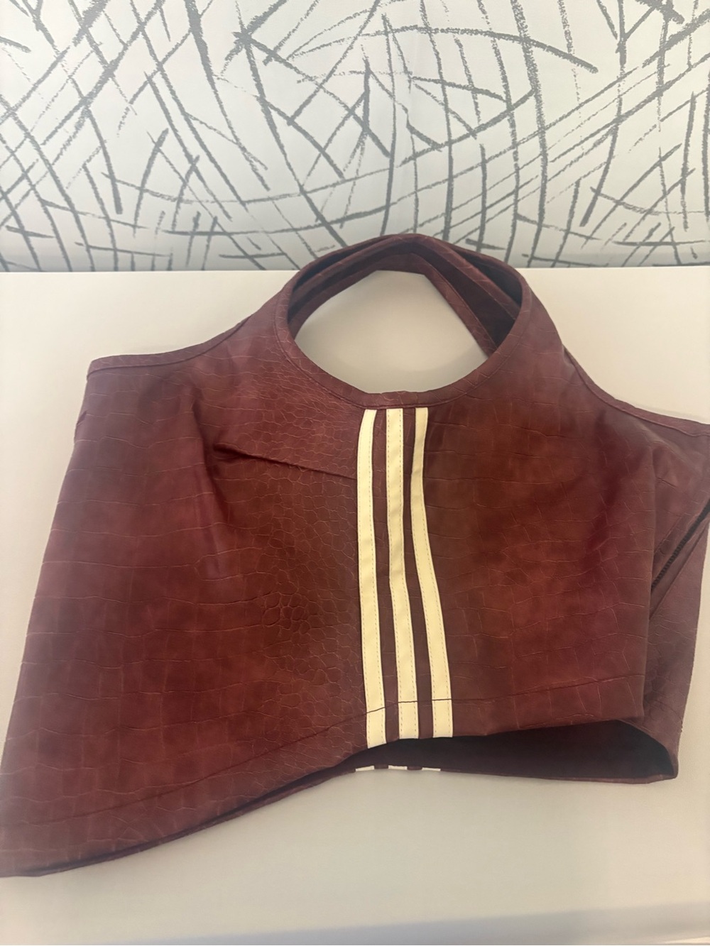 adidas PLEATHER CORSET - Burgundy. crocodile with Signature strips. Runs Small - Picture 10 of 12